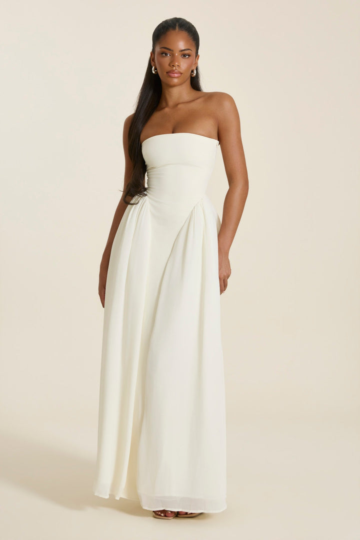 felicity maxi dress The Bandeau in Cream | Mars The Label boogzel apparel a 1X fits sizes Siren Maxi Dress - Color:Black Solidtude