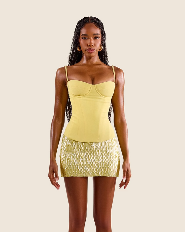The Everly Corset in Lemon